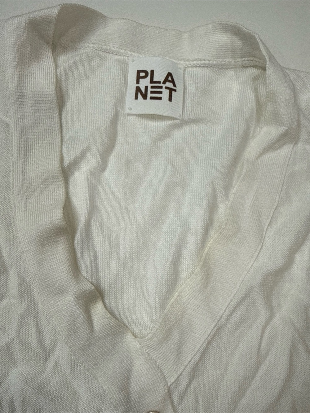 Planet by Lauren G White Cotton V-Neck Button Front Cardigan Sweater A020826 - Picture 4 of 7
